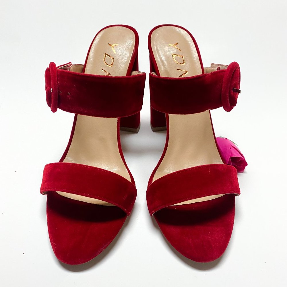YDN Open Toe High Chunky Heel Slide Strappy Sandal